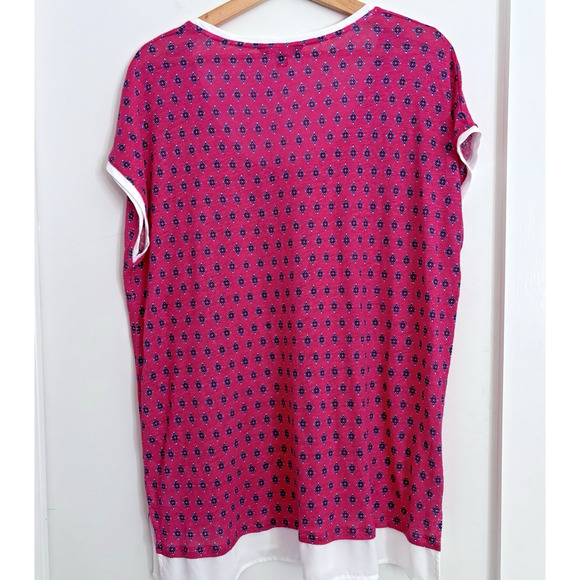 Tommy Hilfiger Linen Jersey Knit Layered Hem Tunic Blouse Top Pink White Boho XL - Picture 11 of 14